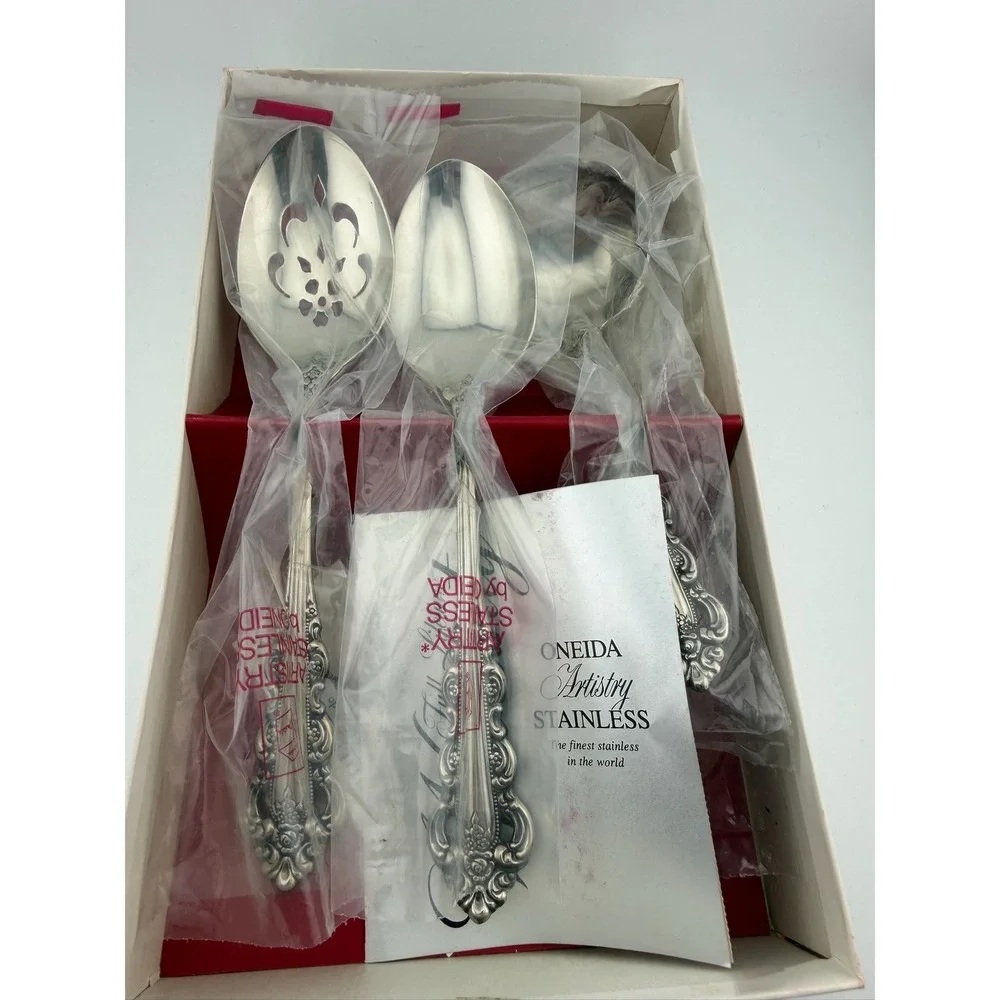 Oneida Serving Set 4pc Silver New Artistry Baroque Style Stainless Steel USA